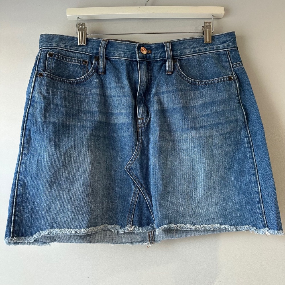 J. Crew Denim Mini Skirt Womens 30 Blue Excellent Raw Hem 100% Cotton High Rise
